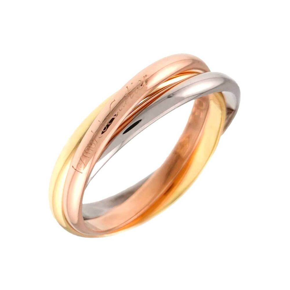 Cartier Trinity Ring #50, 18K Yellow Gold, White Pink Triple Band, Three Colo...
